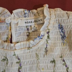 Rose + Olive Cream Floral Tops